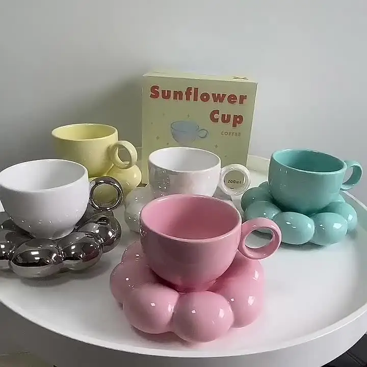 Service à Café Avec Soucoupes,Simple Moderne En Céramique Tasse à Café Soucoupe Cuillère