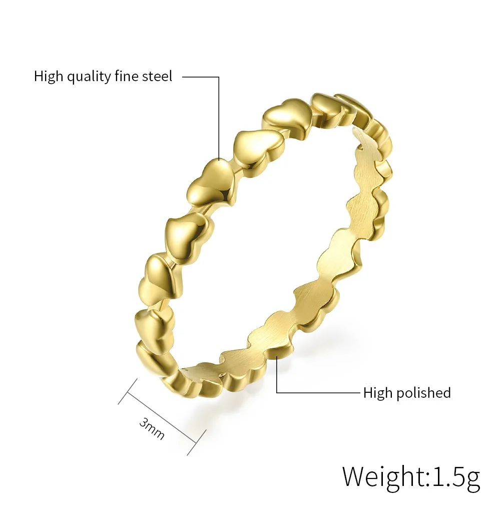 3mm Luxury Stainless Steel Women Heart Wedding Rings Rose Gold Silver Color US size 5 6 7 8 9 10 11 JHSL Brand silver ring,wedding rings,finger rings,womens ring,jewelry rings,ring jewelry