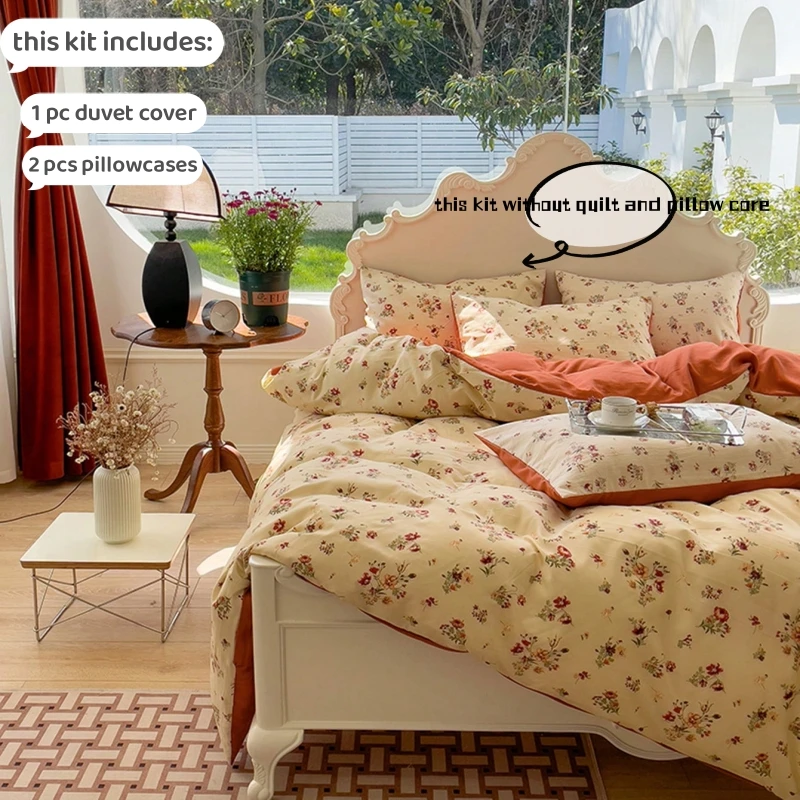 3pcs Soft Duvet Cover Set (1*Duvet Cover + 2*Pillowcase, Without Core), Pastoral style flowers Bedding Set, Soft Comfortable 3pcs Soft Duvet Cover Set (1*Duvet Cover + 2*Pillowcase, Without Core), Pastoral style flowers Bedding Set, Soft Comfortable