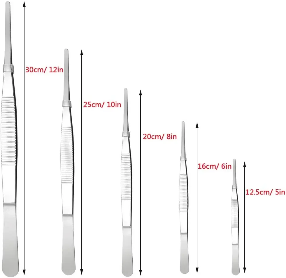 5/6/8/10/12 Inch Stainless Steel Plant tweezers Straight Tweezer Feeding Tongs Aquarium Tweezers for Gardening Fish Tank Aquatic