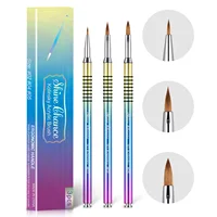 3pcs Kolinsky Acrylic Nail Brush Good Quality Nail Art Mink Brush Wood Handle Gel Builder Manicure Brush Drawing Tools 1