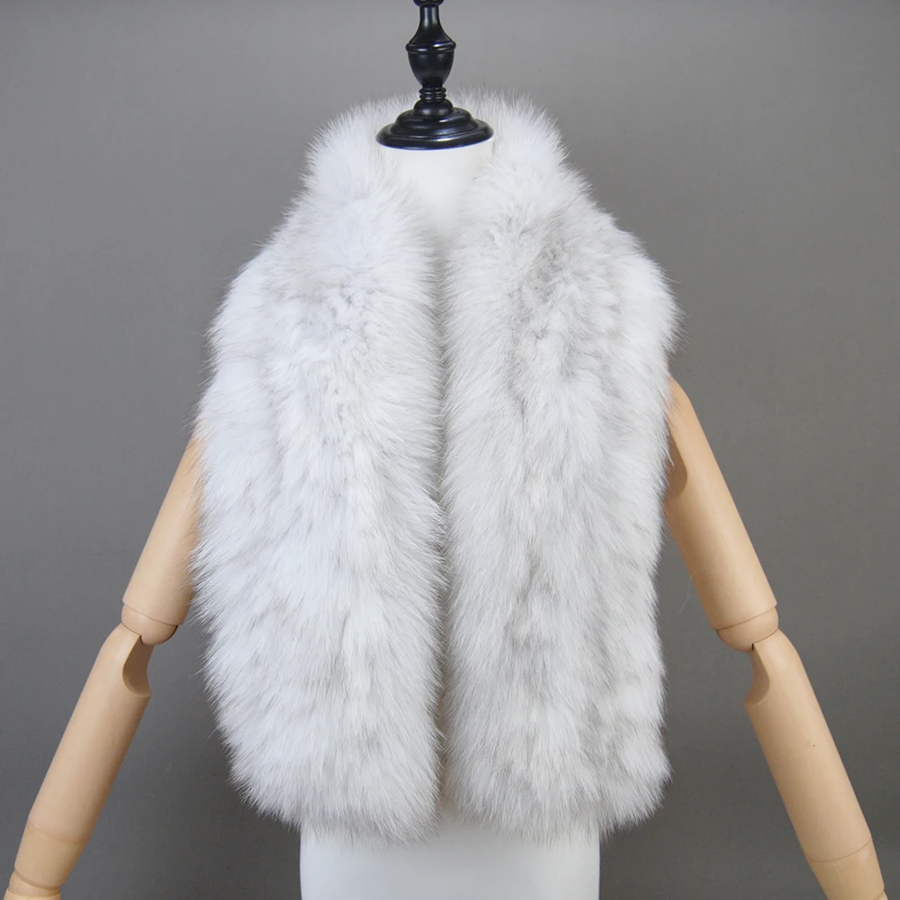 Women Real Fox Fur Scarf Fashion Lady Winter Warm Soft Knitted Real Fox Fur Neckerchief Quality Natural Ring Scarves