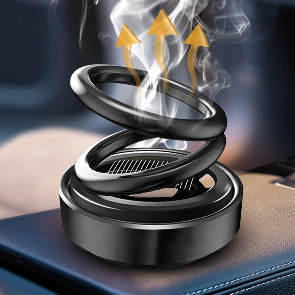 Solar Flavoring Car Parfum Fast Heating Car Aromatherapy 360 Rotation Double Ring Interior Decoration Rotating Air Freshener