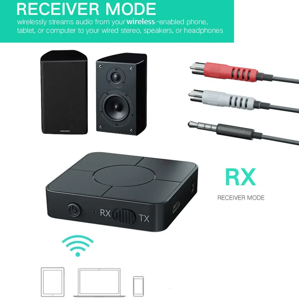 

KN326 Bluetooth 5.0 Audio Transmitter Receiver 3.5Mm AUX Jack RCA Wireless Music Audio Adapter With Mic For Car PC TV Headphones