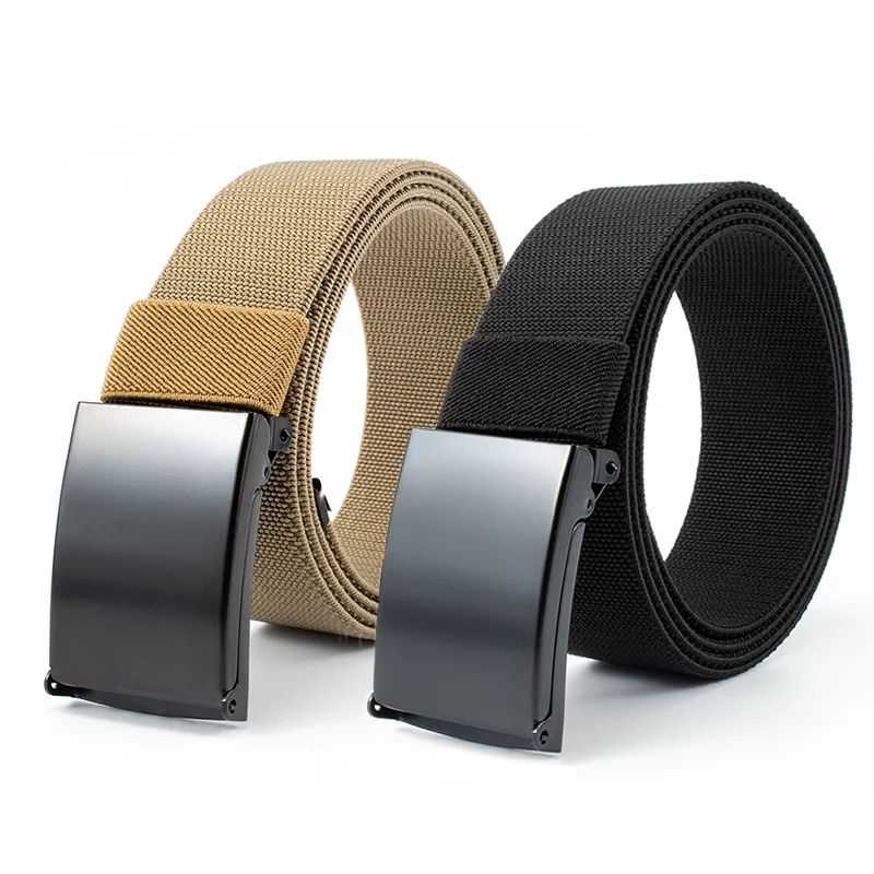 Tactical Nylon Elastic Belt For Men Women Alloy Smooth Buckle Male Waist Straps Military Training Combat Outdoor Jeans Waistband