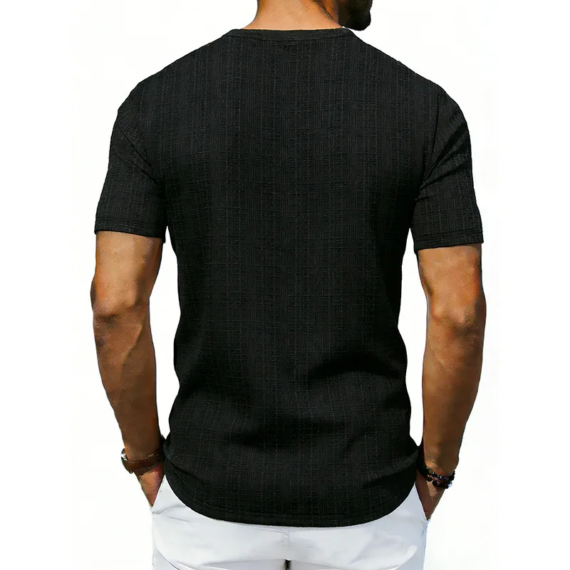 Grenzüberschreitendes, lockeres, atmungsaktives Herren-Sommer-T-Shirt aus Bambus, lässiges Hawaii-Strand-T-Shirt mit V-Ausschnitt und kurzen Ärmeln – Detail 26