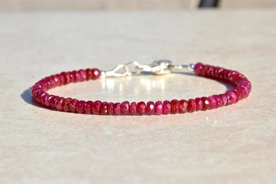 Natural Ruby Bracelet July Birthstone Bracelet Beaded Gemstone Genuine Ruby Jewelry Handmade stone bead bracelet,natural stone bracelet,beaded bracelet