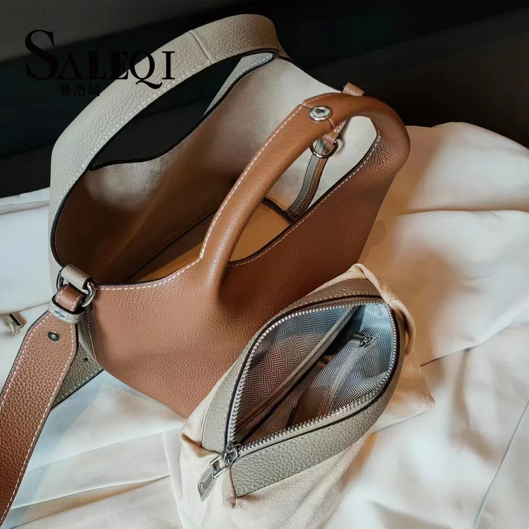 حقيبة دلو من جلد البقر من نوع توغو، مصممة للنساء،...