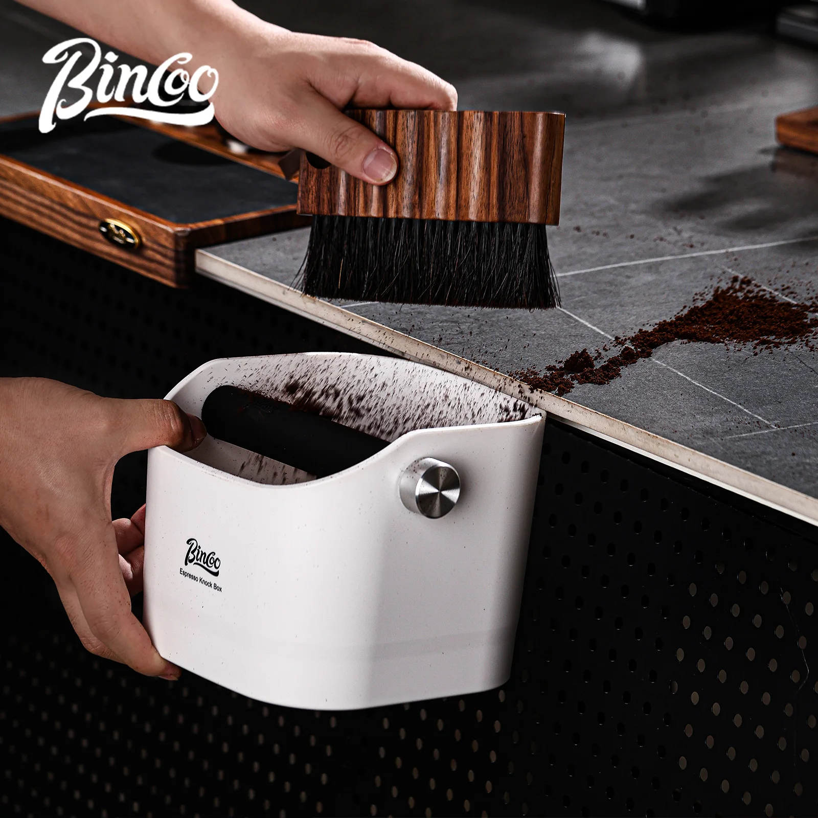 Compact Espresso Grounds Knock Box with Anti-Slip Base - Premium Barista Accessory