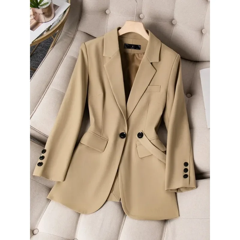 

Fashion Women Loose Blazer Coat Apricot Black Khaki Female Long Sleeve Single Breasted Laides Jacket For Autumn Winter