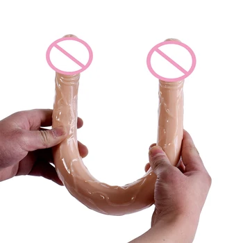 44cm Soft Jelly Dildo Double Long Realistic Cock Lesbian Vaginal Anal Plug Flexible Fake Penis For Women Dildos Sex Toys 4