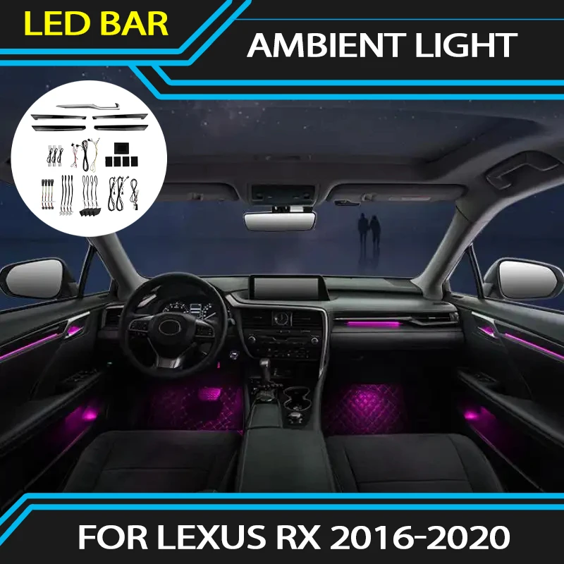 

Original Car Button Control Decorative Atmosphere Lamp illuminated Strip LED 64 Colors Ambient Light For Lexus RX 2016-2020
