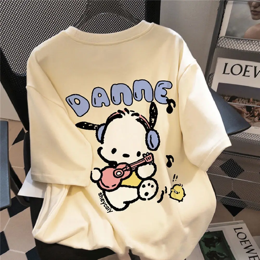 

Модная женская футболка Sanrio полачко с милым мультяшным принтом, летняя футболка оверсайз Y2K, уличная одежда, футболки с графическим рисунком для девушек, хлопковая одежда
