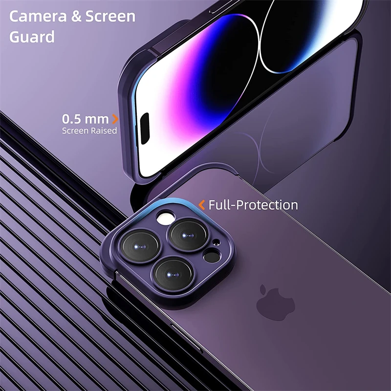 Frameless TPU Silicone Bumper with Glass Lens Protector Case for IPhone 14 13 12 15 16 Pro Max Plus 15Pro 16Pro IPones I14 Cover — view 5