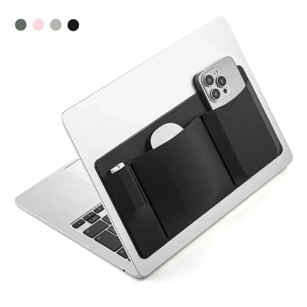 Portable PU Leather Laptop Mouse Holder Self Adhesive Storage Pouch