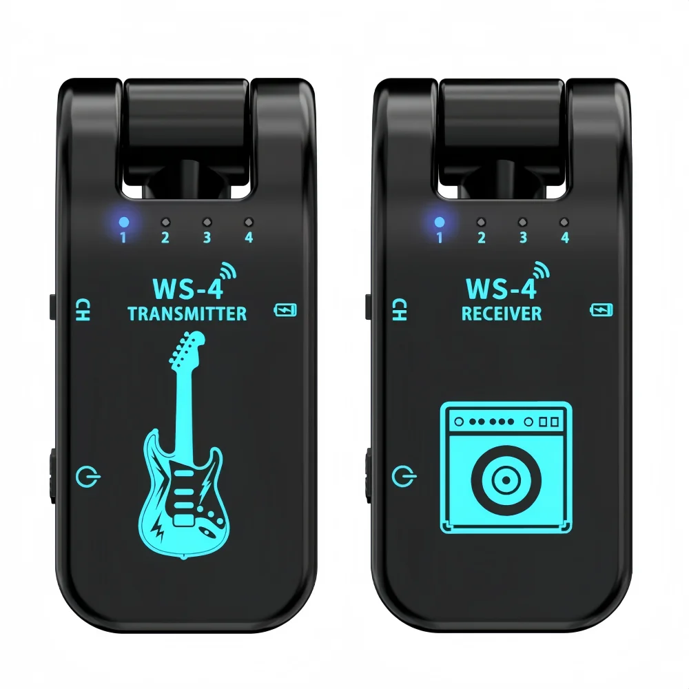 2.4G Wireless Guitar System - Rechargeable Guitar Transmitter & Receiver for Electric Guitar & Bass, Plug & Play, Low Latency