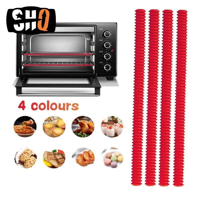 1pc Silicone Threaded Heat Resistant Oven Rack Edge Protector Guard Cover Microwave Oven Anti-Hot Bar Kitchen Baking Accessories