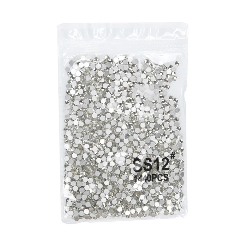 1440 Stück Nagel-Strasssteine mit flacher Rückseite, klar/AB-Glas-Strass (SS3-SS3), 3D-Edelsteine, nicht HotFix, für Nagelkunst-Dekoration – Detail 12
