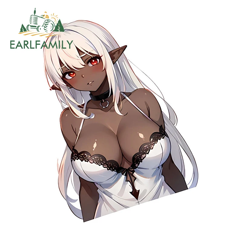 

EARLFAMILY 13cm x 10cm for Sexy Anime Big Chest Car Sticker Car Accessories Decal Waterproof NSFW Creative Caravan Decoration