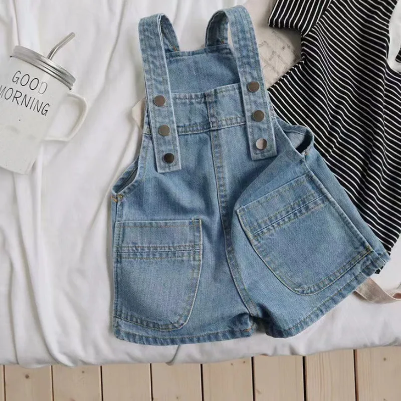 Children Overalls Pants Boy's Girl's Jeans Suspenders Shorts Summer Autumn