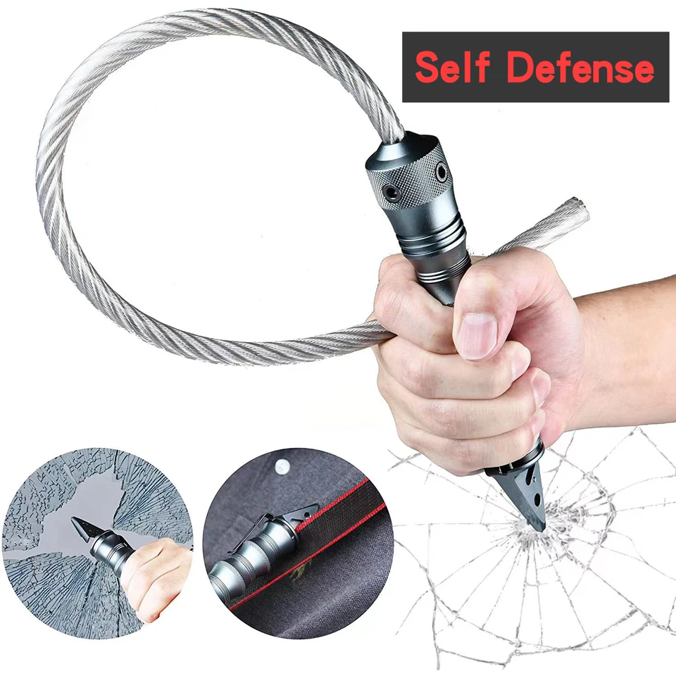 Wapons of defense 46CM Outdoor EDC Portable Tactical Wire Whip Aluminum Alloy Handle Pocket Safety