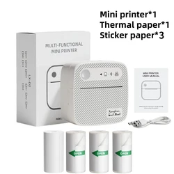 Compact Wireless Inkless Sticker Printer for Versatile Use in Office, School, and Kitchen (Print 3 stikers)