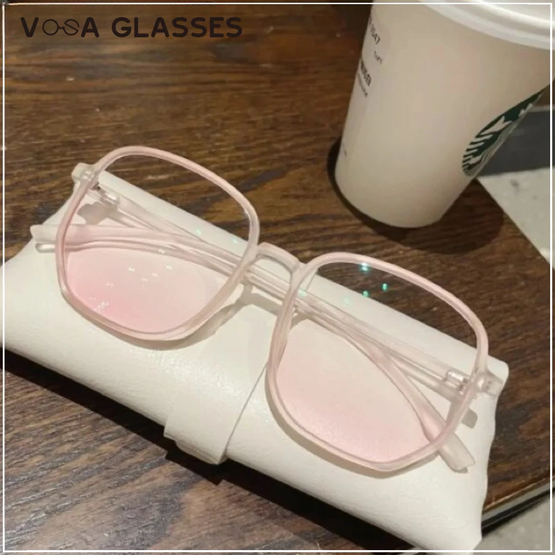 2024 New Korean Oversized Gradual  Sunglasses Pink Powder Blusher Glasses Fashion Computer Goggle Women's Blue Light Blocking