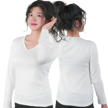 Women's Thermal Underwear Fleece Long Sleeve Tops Woman Warm T-shirt Plus Size Undershirt Winter Bottoming shirt Slim Tshirts 5