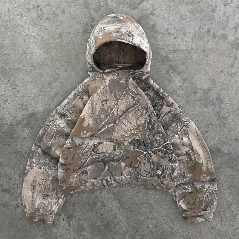 New High Street Hip Hop Oversized Camo Hoodies Y2K Retro Hoodie Men Printed Camouflage Pattern Pullover Sweatshirts Streetwear 5
