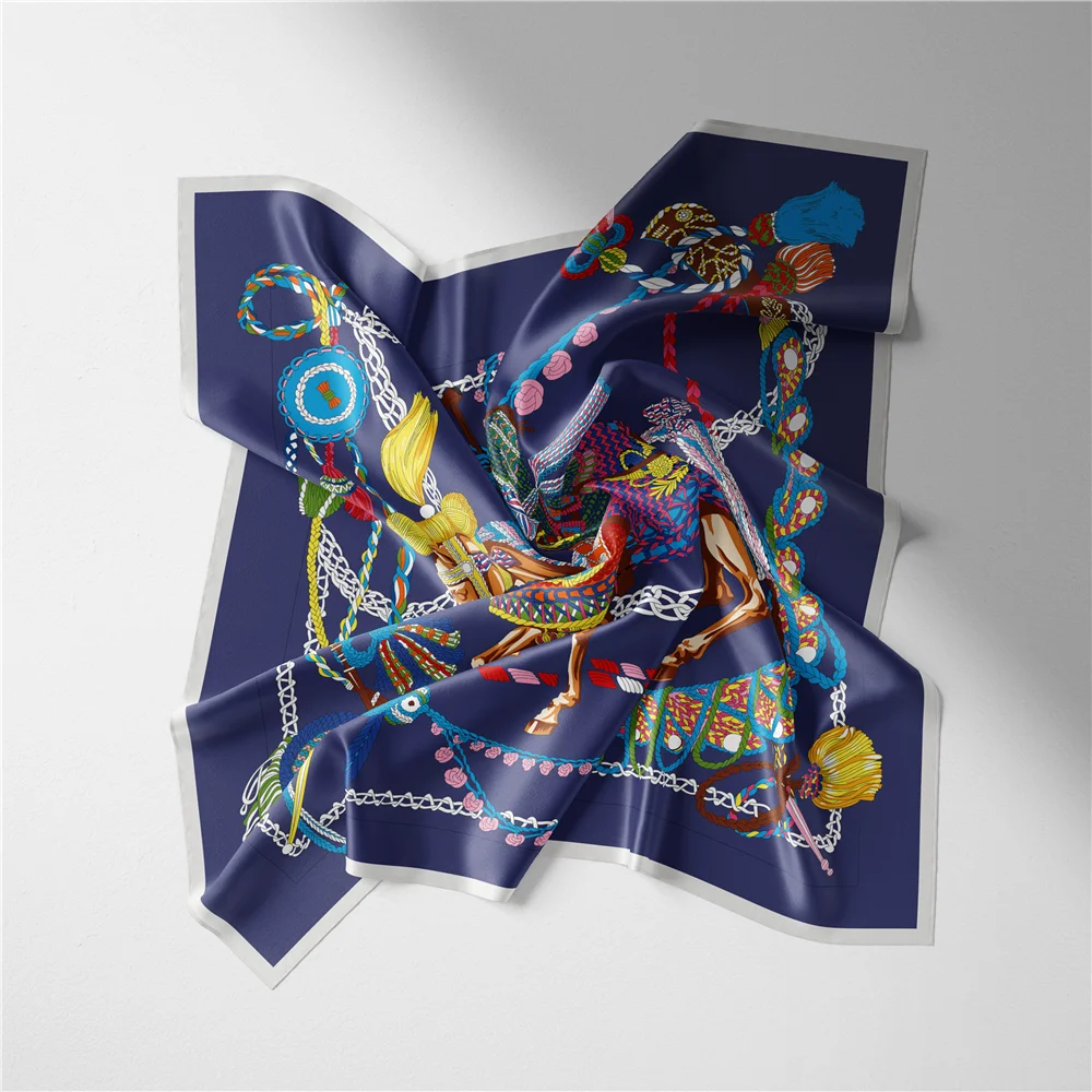 53 cm Luxus Quadrat Schal Marke Design Seide Frauen Schal Bandana Stirnband Mode Timpanist Hijab Halstuch 2024 Neue – Detail 6