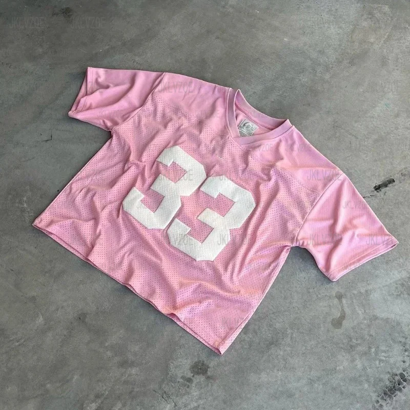 Y2K Mesh #33 Jersey Quick Dry TShirt Breathable Streetwear Men Women Oversized College SportWear Unisex Football Training Tshirt 2