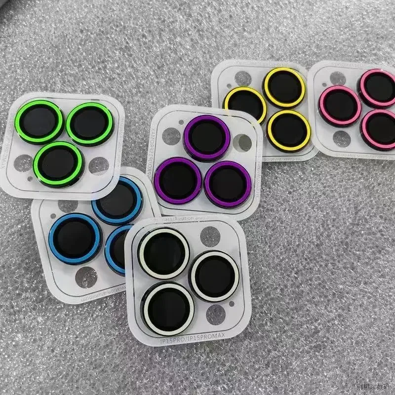 Luminous Pink Blue Green Camera Lens Protector - Glowing Lens Ring Glass Film Cap