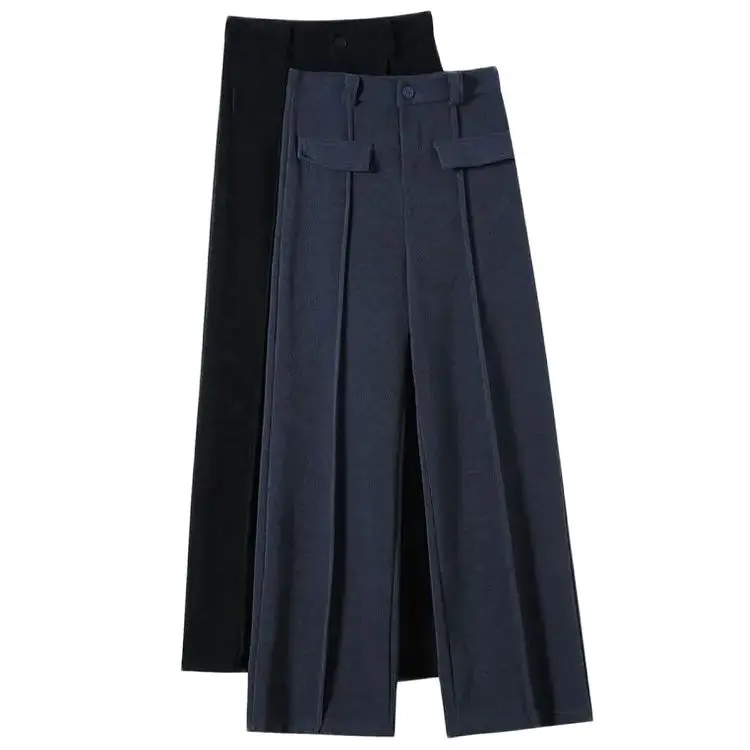 Wide Leg Pants Women Hight Waist Vintage Straight Casual Pants Fashion Pocket Draped Suit Streetwear Trousers