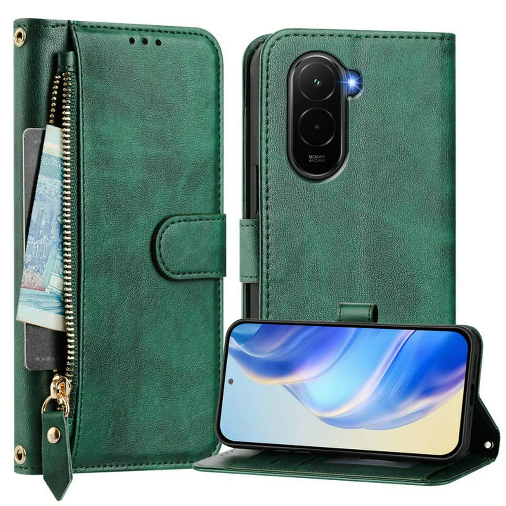 Crossbody Leather Zipper Wallet Case - Stylish Book Cover Design