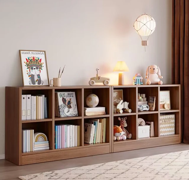 Bibliothèque en bois massif, étagère basse de rangement du sol au plafond -  AliExpress