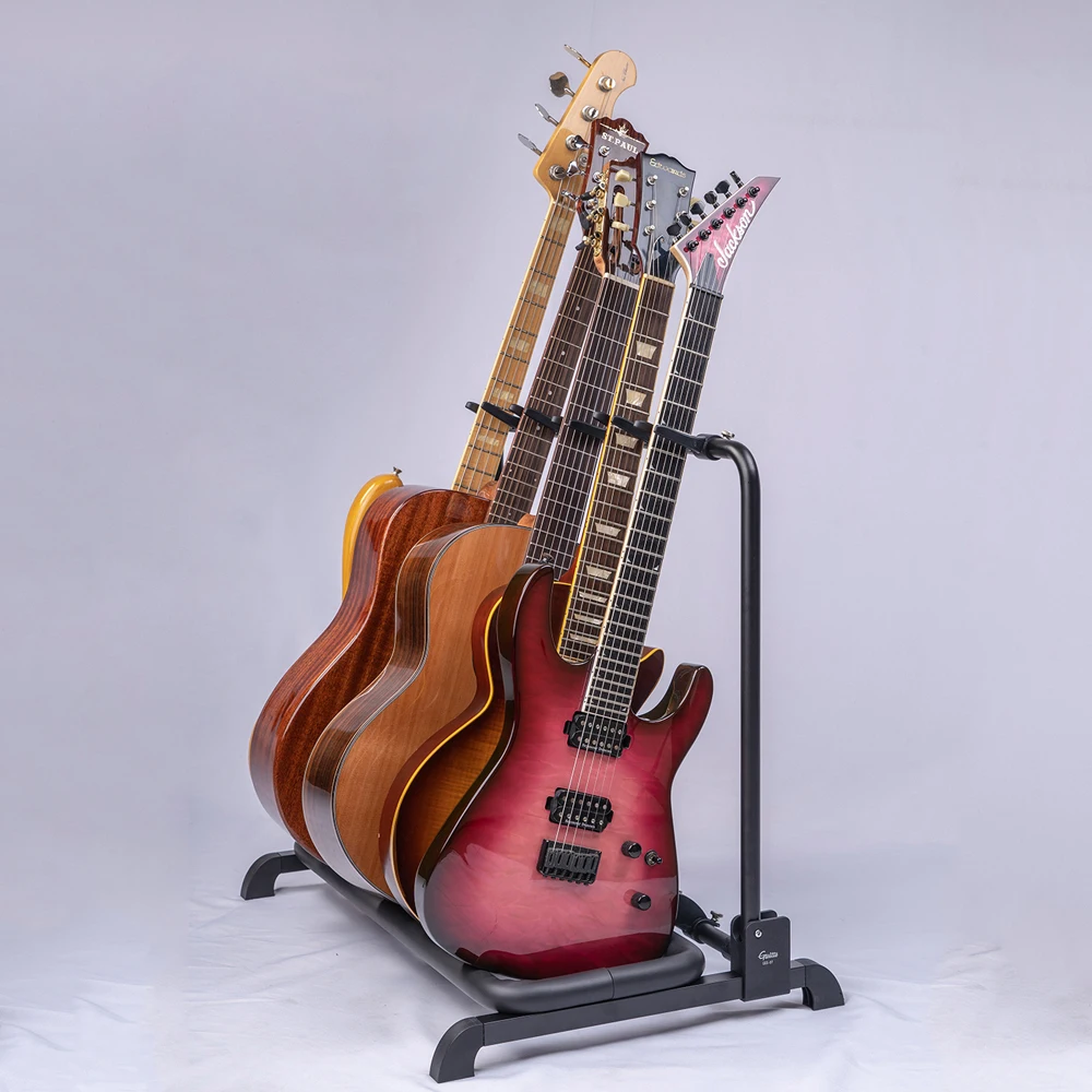 Supporto Per Chitarre Da Terra 5 Posti - In Metallo Con Protezione In Gomma, Per Chitarra Elettrica E Acustica