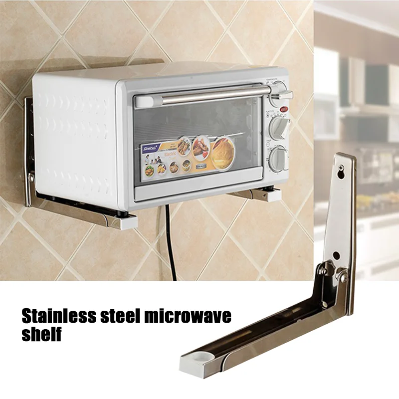 

Wall-Mounted Oven Rack Stainless Steel Retractable Bracket Kitchen Microwave Oven Shelf Sturdy Oven Holder