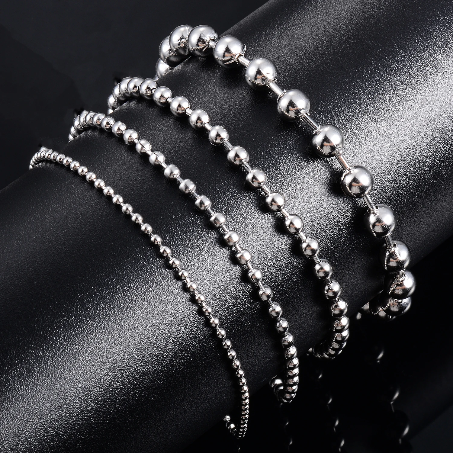 Stainless Steel Beads Ball Chain Bracelets 1.5/2/3/4.5mm 1pc For Women Men Fashion Jewelry Gift stainless steel bracelet,chain bracelet,beaded bracelet