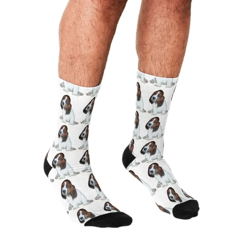 

Men's Funny socks Barney tee Printed Socks harajuku Men Happy hip hop Novelty cute boys Crew Casual Crazy Socks for men