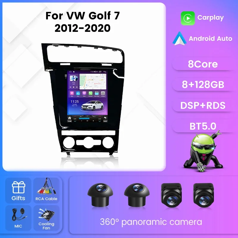 

For Тесла Стиль Экран автомагнитола 2дин android For Фольксваген Гольф Mk7 For Volkswagen Golf 7 2012 - 2020 магнитола для авто GPS мультимедиа Штатная магнитола устройство до 8-ЯДЕР, до 8 + 128ГБ Карплей Андроид Авто