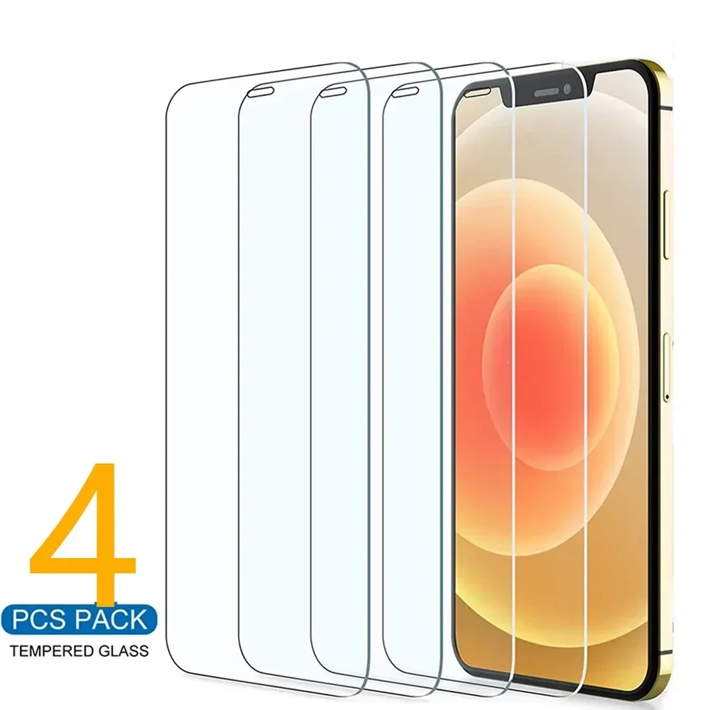 

4 шт., защитное стекло на iPhone 11, 12 Pro Max, XS, XR, 7, 8, 6s Plus, SE, Защита экрана для iPhone 12 Mini, 11 Pro Max, закаленное стекло