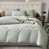 Luxury Embroidery Bedding Set Egyptian Cotton 400TC Duvet Cover Flat Fittedsheet Single Double Queen King Quilt Cover Pillowcase 2
