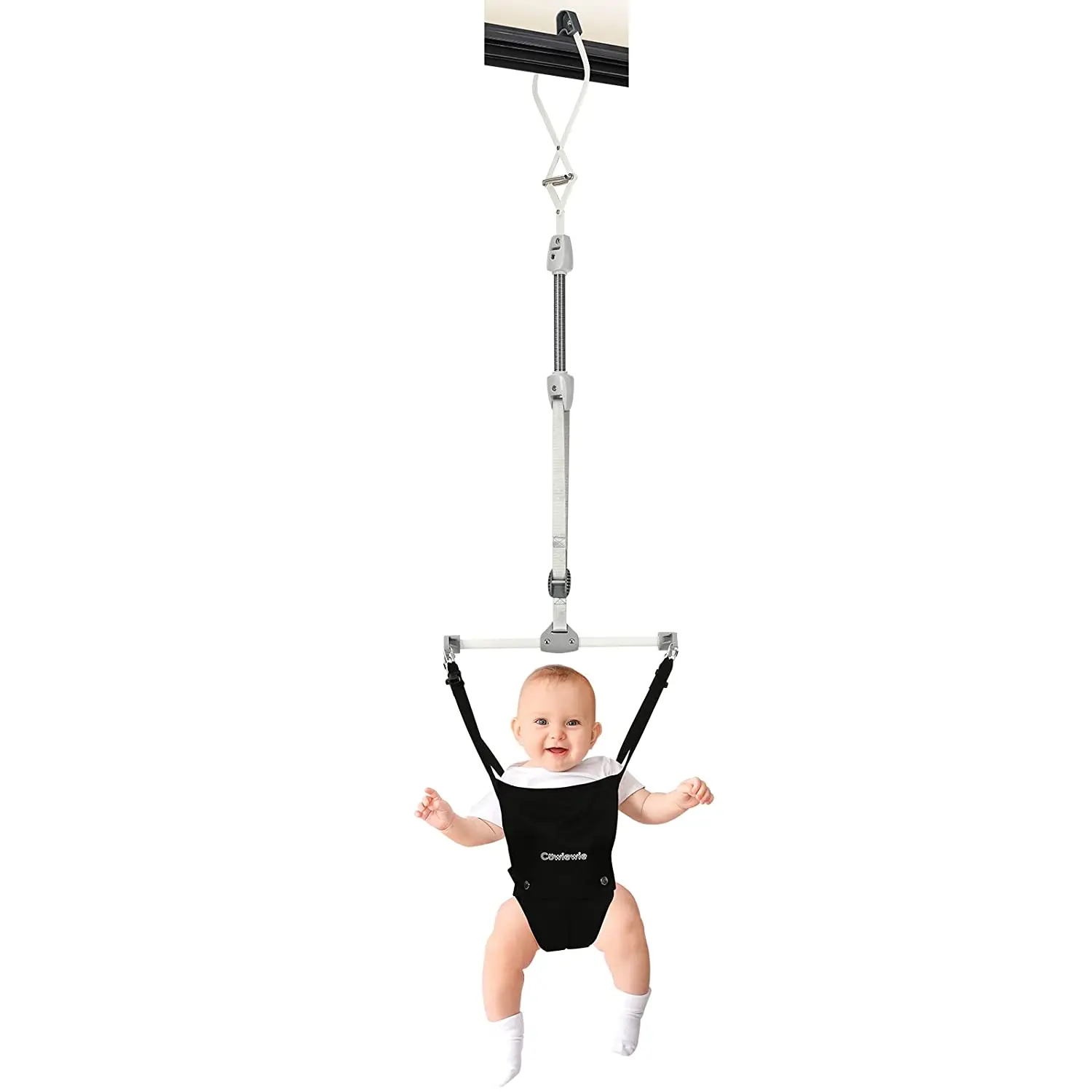 Cowiewie 2 in 1 Baby Door Jumper w/ Baby Walking Harness Function, Jumper with Door Clamp Adjustable Strap and Seat for 6-2