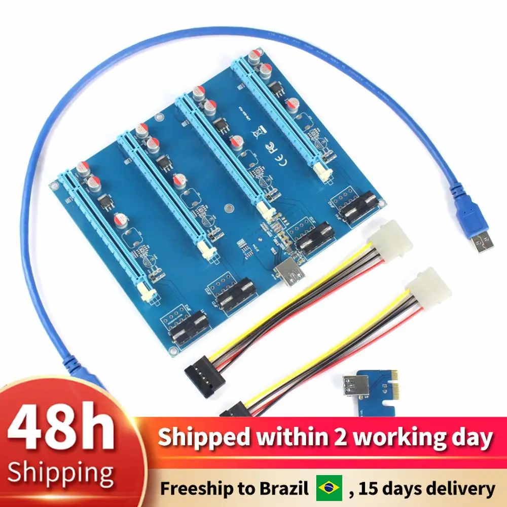 PCIe 1 to 4 Riser Card Adapter for PC