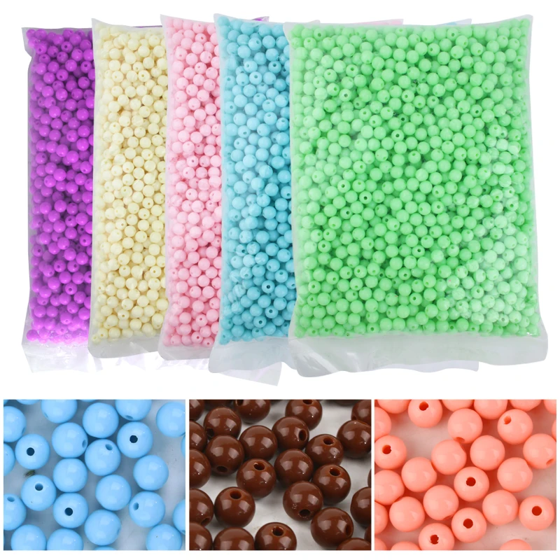 Loose Balls 500g Candy Color Acrylic Round Beads 6mm 8mm 10mm 12mm 14mm 16mm 20mm Spacer beads for needlework & Jewelry Making plastic beads acrylic craft beads acrylic beads