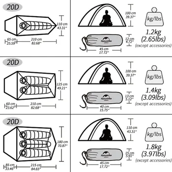 Naturehike Cloud Up 3 Upgraded Tent Ultralight Camping Tent Waterproof Outdoor Hiking Travel Tent Backpacking Cycling Tent 5