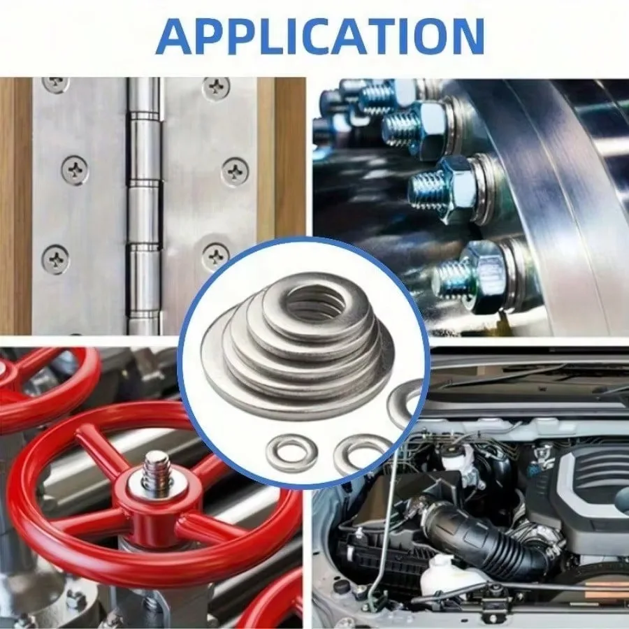 Stainless Steel Flat Washer Set 580PCS 9 Sizes M2-M12 Screws Mud Flaps Home Decor Factory Repair
