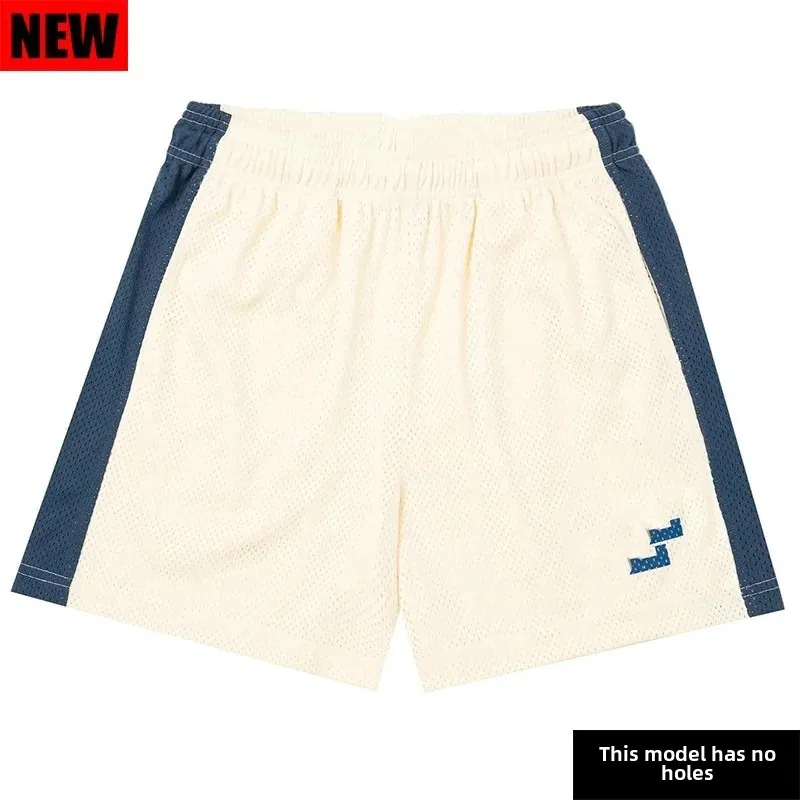 American Style Running Shorts Color Block Basketball Pants Four Parts Sporty Loose Fit Quick Dry Casual Long Trousers