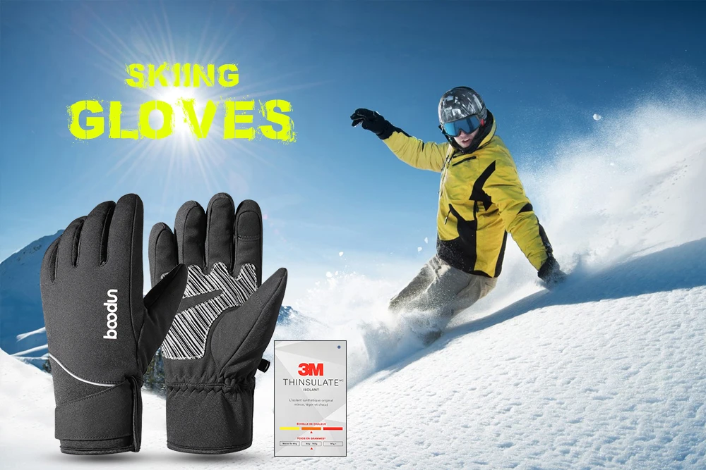 Gants De Ski Homme Hiver Imperméable à L'eau Écran Tactile Tissu
