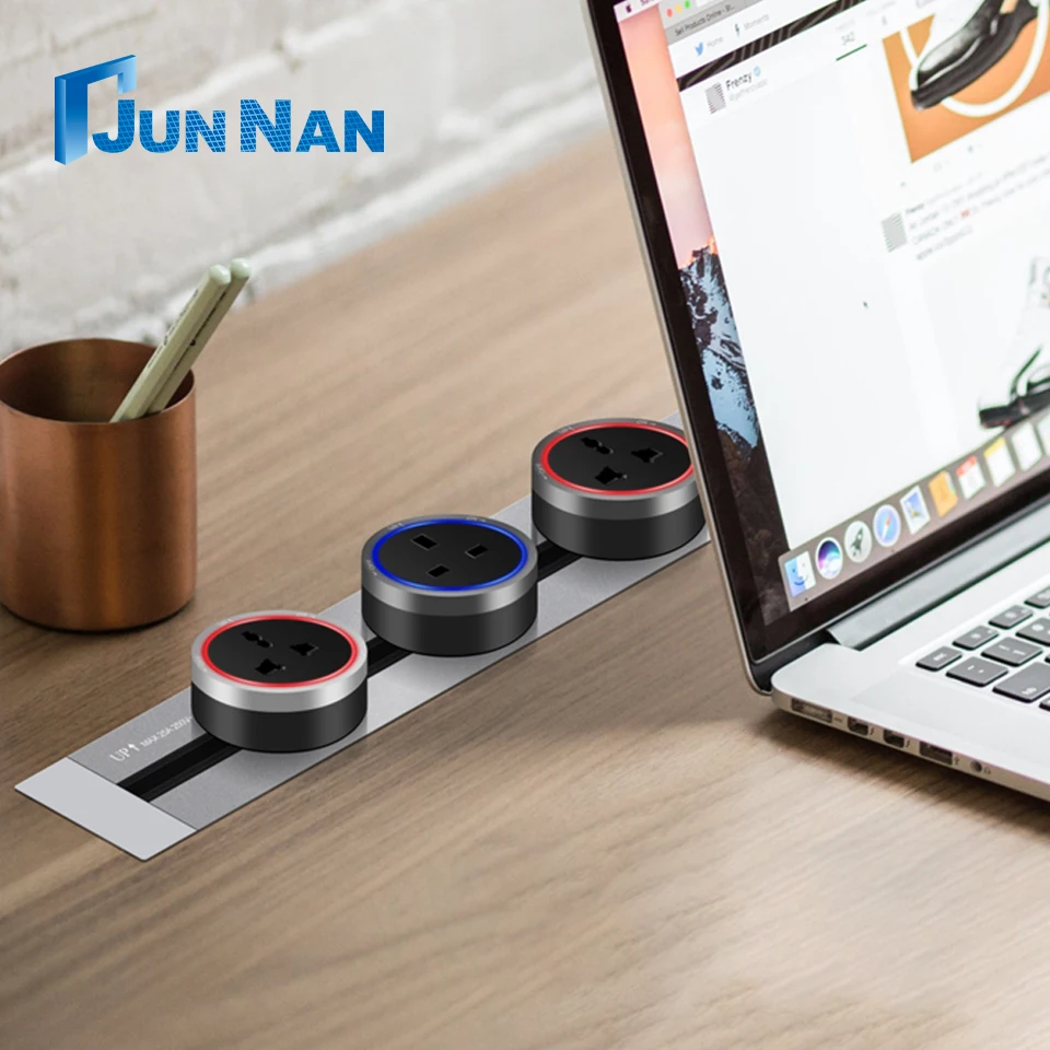 Universal Multi Smart Office tabletop conference room systems Electric Socket Electric power track socket outlet